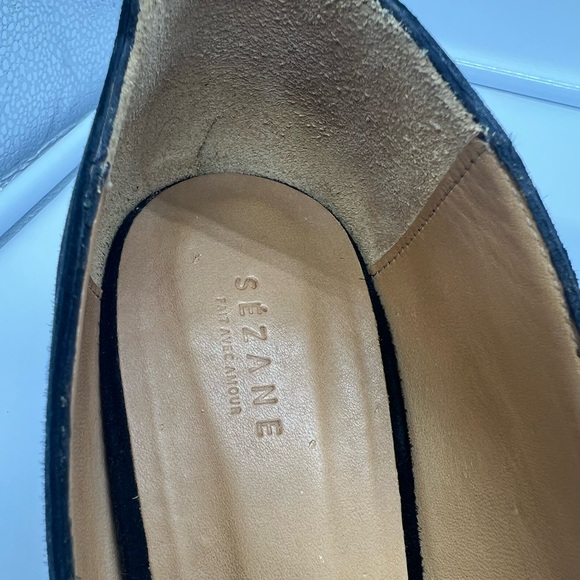 SÉZANE Escarpins Low Josephine Black Suede Eyelet Cutout Kitten Heels sz 42 - Picture 5 of 15